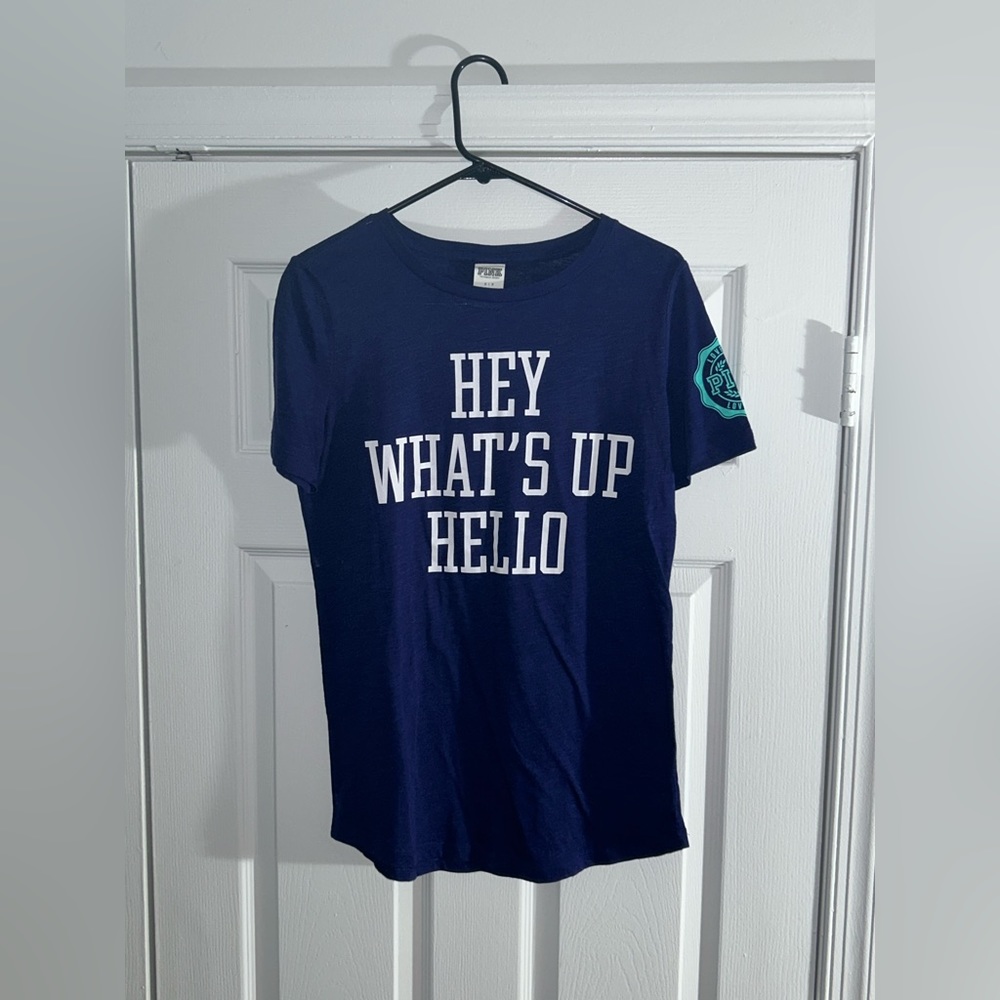 Blue “Hey what’s up Hello” Victorias Secret Pink Shirt